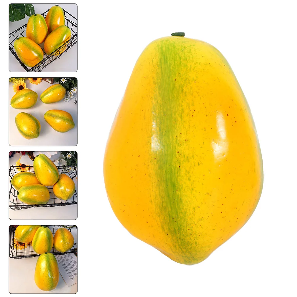 Simulation Papaya Model Christmas Tree Ornament Fake Fruit Figurines Desktop Yellow Props Foam Decor Models Decorative Decors