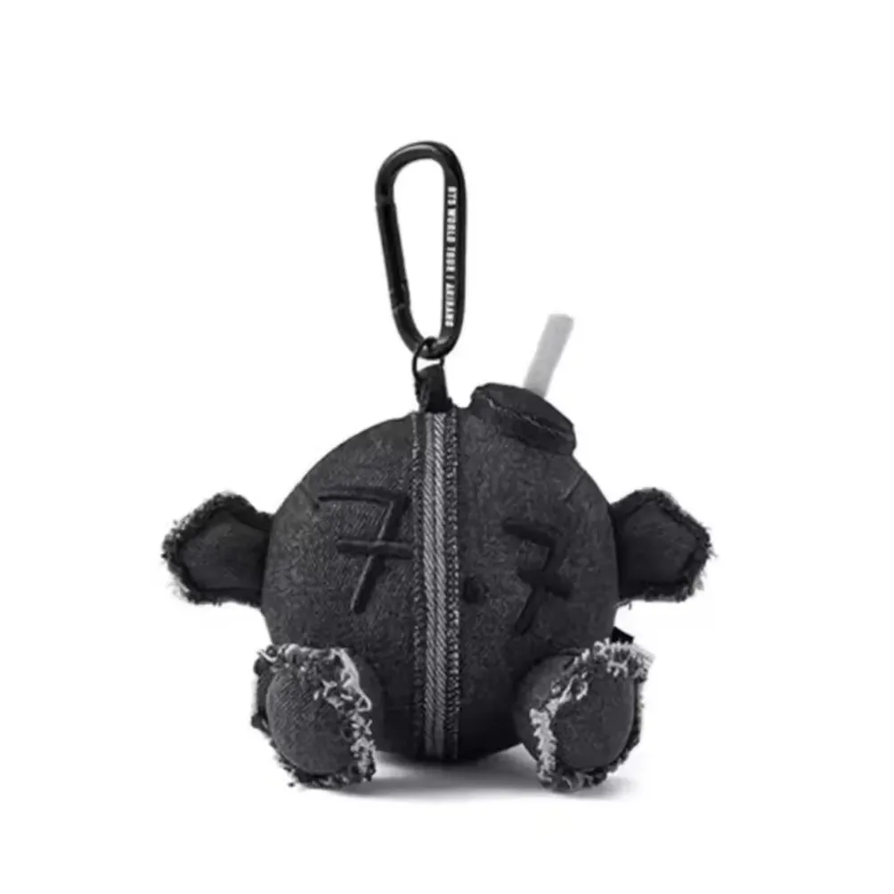 new Kawaii In Stock Black Denim Ball Peripheral Plush Keychains Coal Stove Pendant Plush Toy Christmas Birthday Gift For Fans