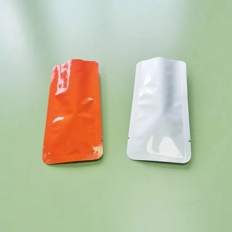 

100pcs Orange/White Aluminium Foil Bags Top Open Heat Seal Packaging Bags Vacuum Sealing Smell Proof Pouch Food Storage Supplies
