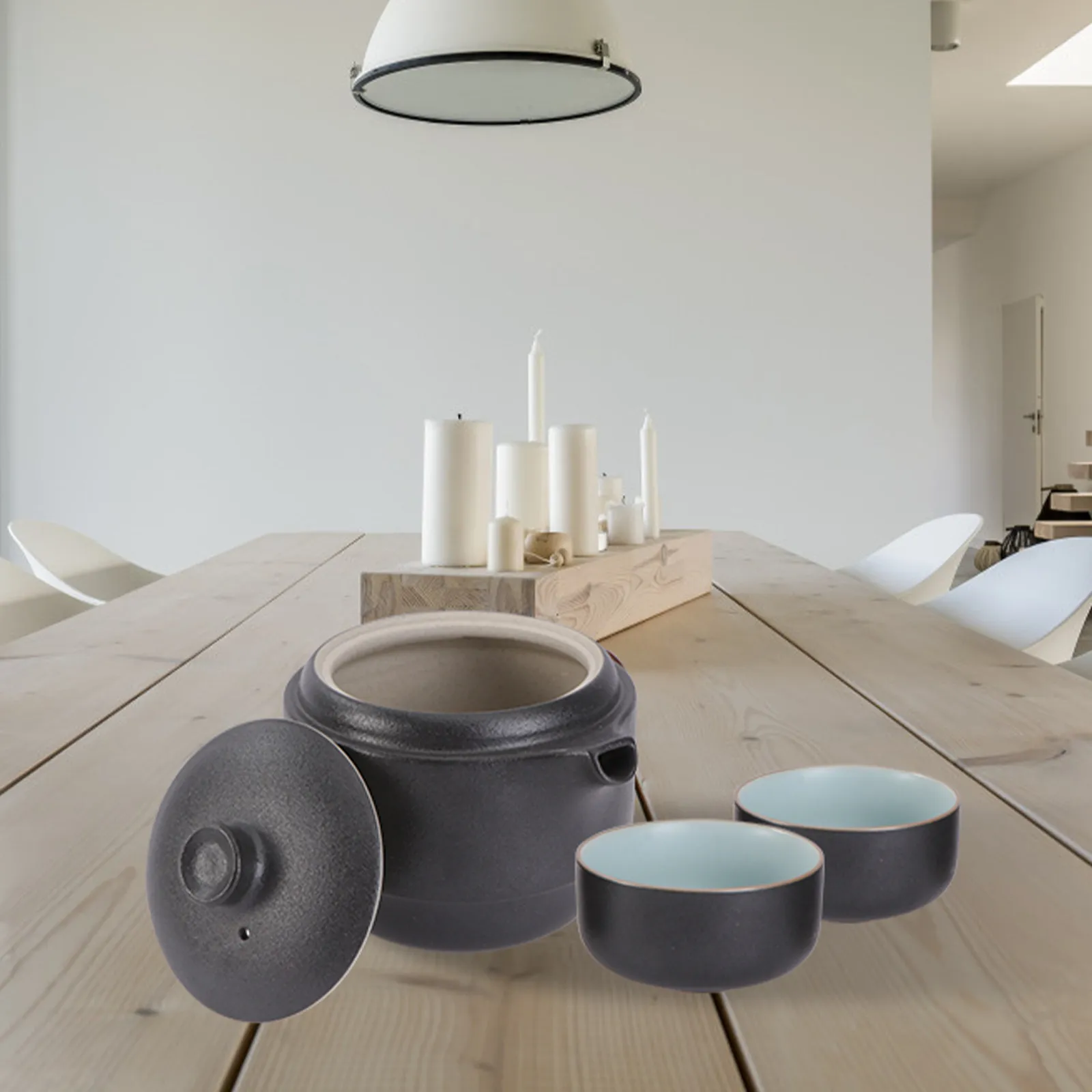 

Портативный дорожный набор для чаепития Кунг-фу: керамический чайник, 2 чашки, складной дизайн, с фильтром, термоизоляция для дома и путешествий