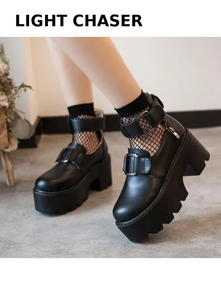 

Spring Autumn New Platform Women's Shoes Uniform Flat Leather Shoes Round Head Muffin Thick Soled Mary Jane Shoes Women's