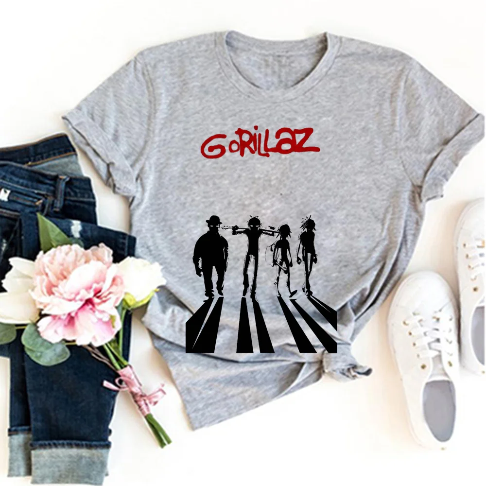 Gorillaz t-shirts women anime manga Y2K t-shirts girl anime 2000s clothing