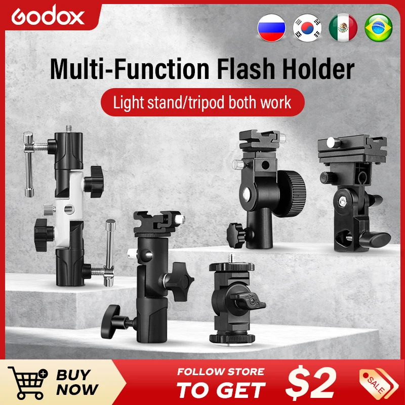 

Godox LED fill light L-socket, photography light stand, camera hot shoe, flash adapter, U-shaped flash socket