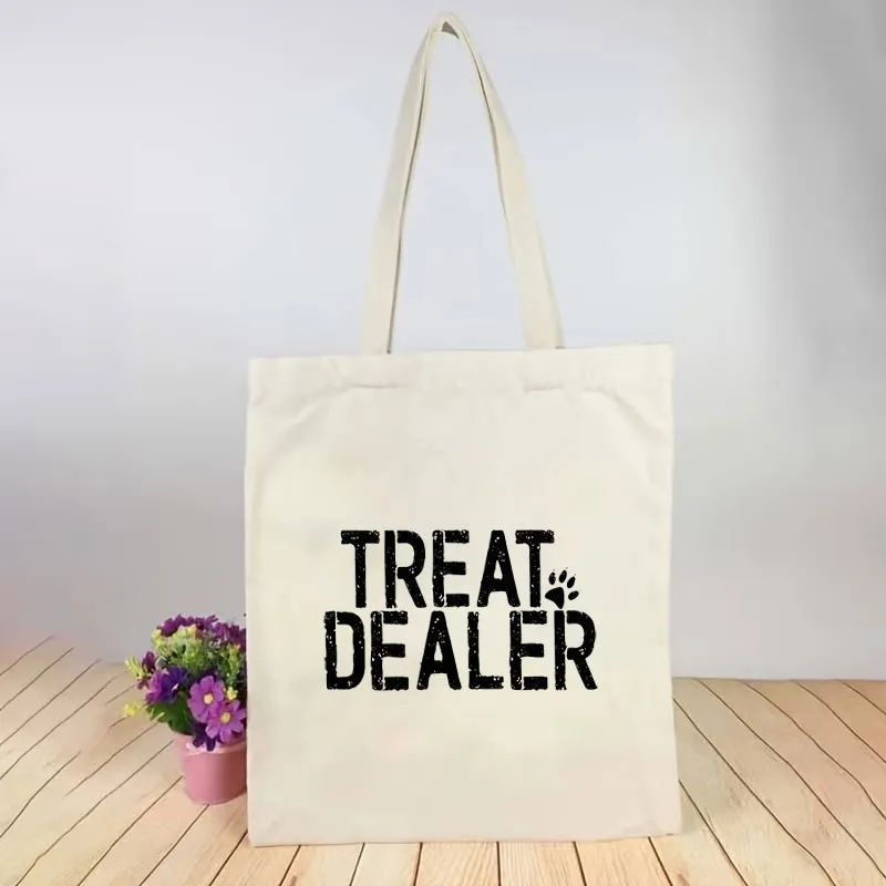 1 Printed Canvas Bag, Pet-Themed Paw Print Unisex Breathable Trucker Style Portable White Crossbody Bag with Closure. Suitable f