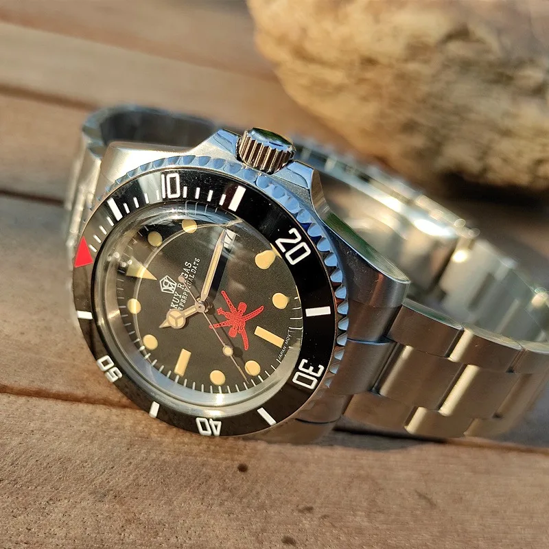 Montre mécanique rétro de plongée pour hommes, double couteau Oman du moyen-orient pour Miyoda 821, miroir à bulles lumineuses, modèle pour hommes