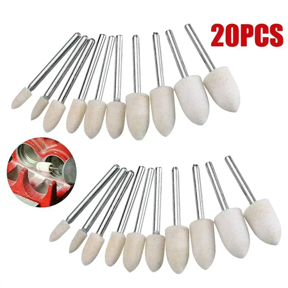 Imagem -05 - Almofadas de Polimento de Feltro Roda lã Cabeça Moagem mm Lidar com Kit Ferramenta Rotativa para Metal Mármore Vidro Polimento Ferramenta 20 Peças