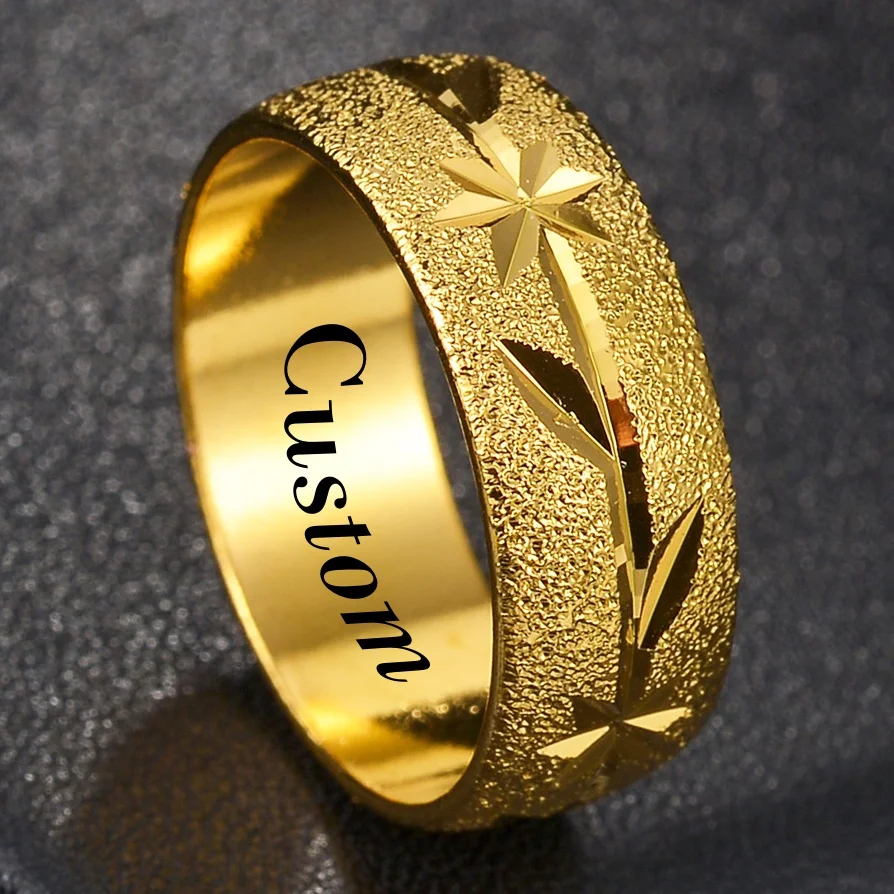 Custom Name Fashion Copper Gold Ring for Men Women Wedding Engagement Fine Jewelry Luxury Engrave Date Letter Never Fade Jewelry