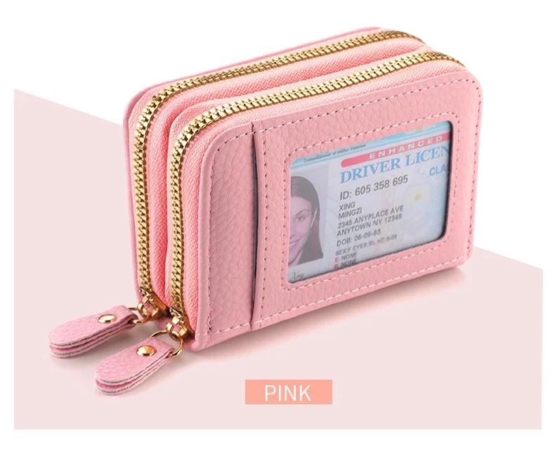 Multi Slot Halter Mode Brieftasche Weibliche Bank Karte ID Halter Weibliche PU Leder Schutz Fall Münze Zipper Brieftasche – Detail 7