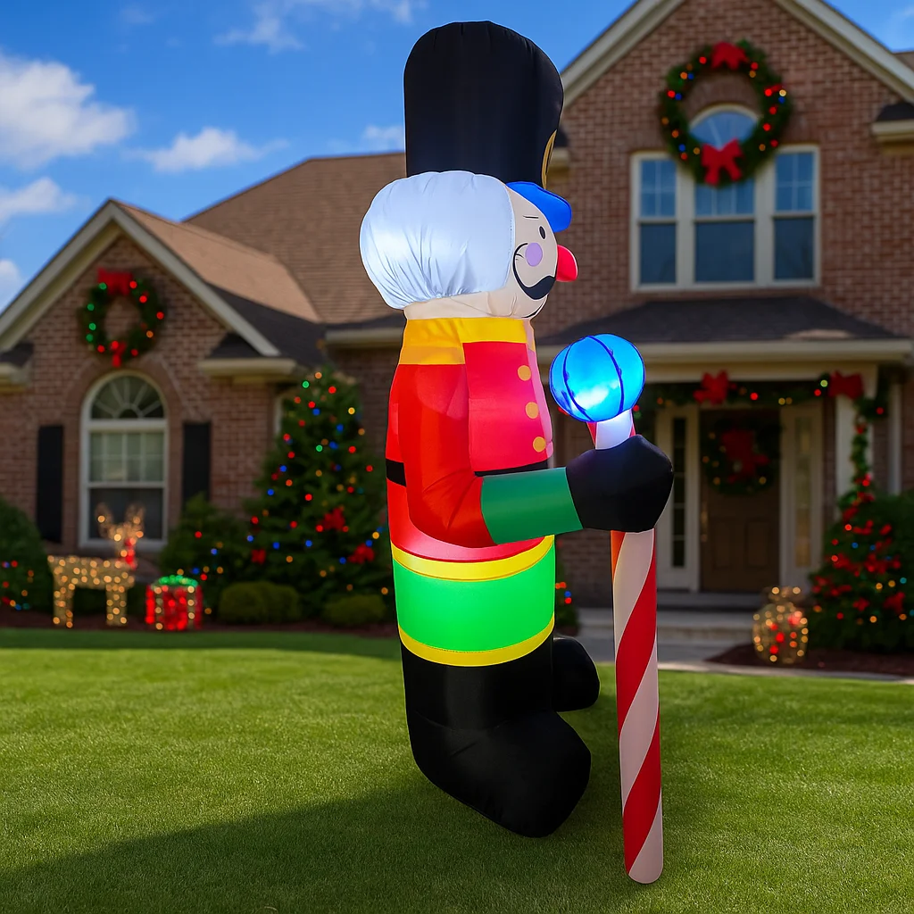 7.8FT Christmas Party Decor Speelgoed Kerstversiering Opblaasbare Notenkraker Soldaat Snoep Speelgoed Huis Tuin Ornamenten LED Decor