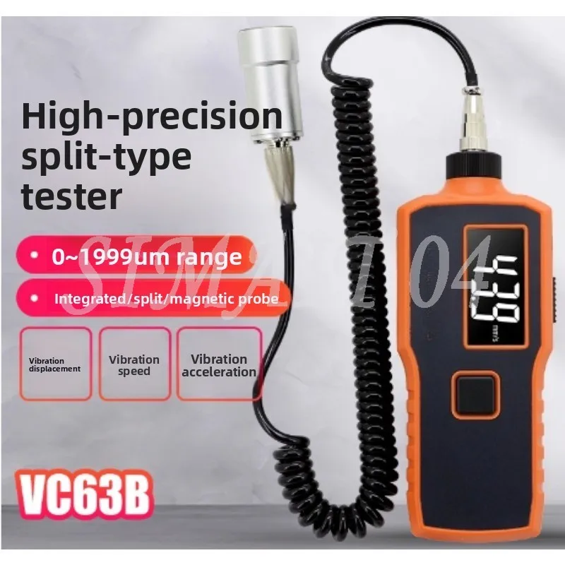 VC63B Mini Orange Digital Vibration Meter 1-1999um Displacement Velocity0.1-199.9mm/s RMS Vibrometer