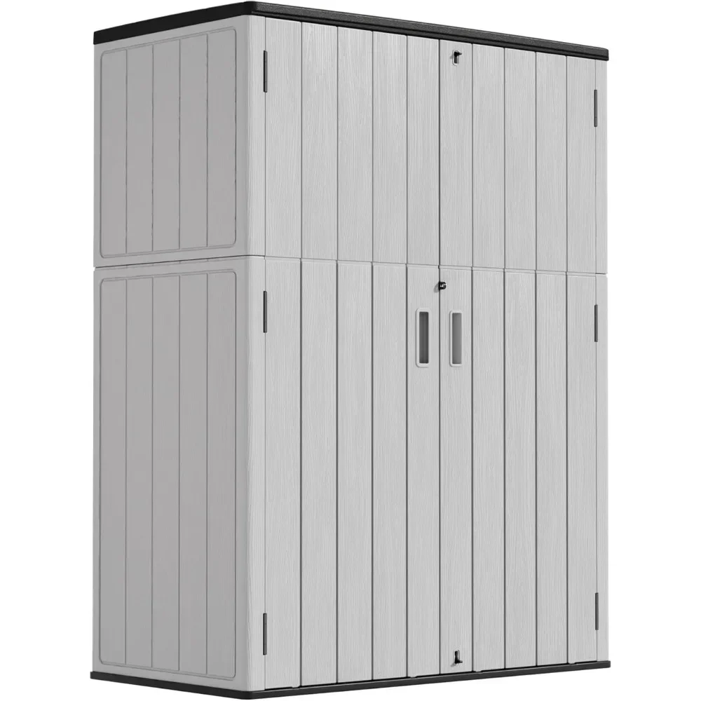 Cobertizos de almacenamiento verticales con piso, cobertizos y gabinete de almacenamiento exterior impermeable para almacenamiento en garaje, almacenamiento en piscina, cobertizo para bicicletas, Garde