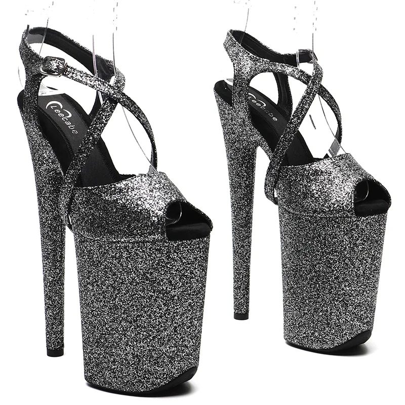 

Leecabe 23CM / 9inches Glitter fashion Platform High Heels Sandals Pole Dance shoes