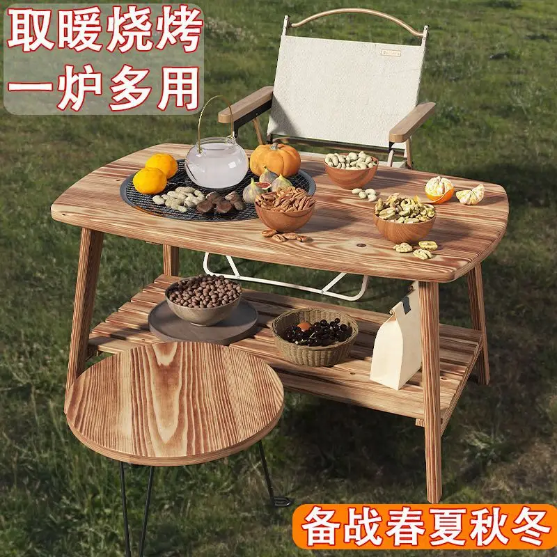 *Cooking tea table around the stove, outdoor barbecue, home courtyard, indoor folding utensils, camping