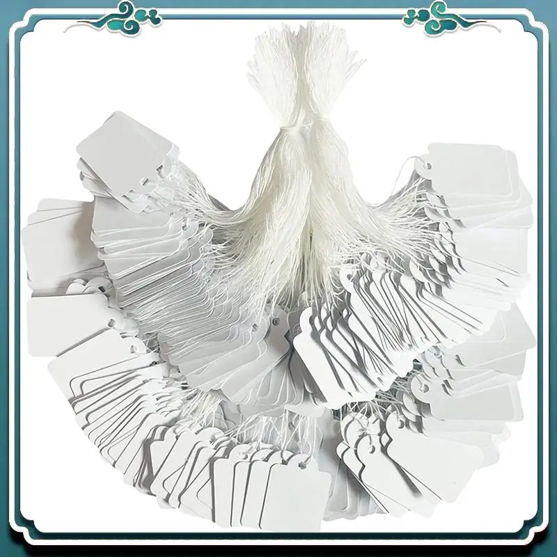 

ABSK-1000Piece Price Tags With String Attached White Marking Tag For Pricing Jewelry Yard Sale