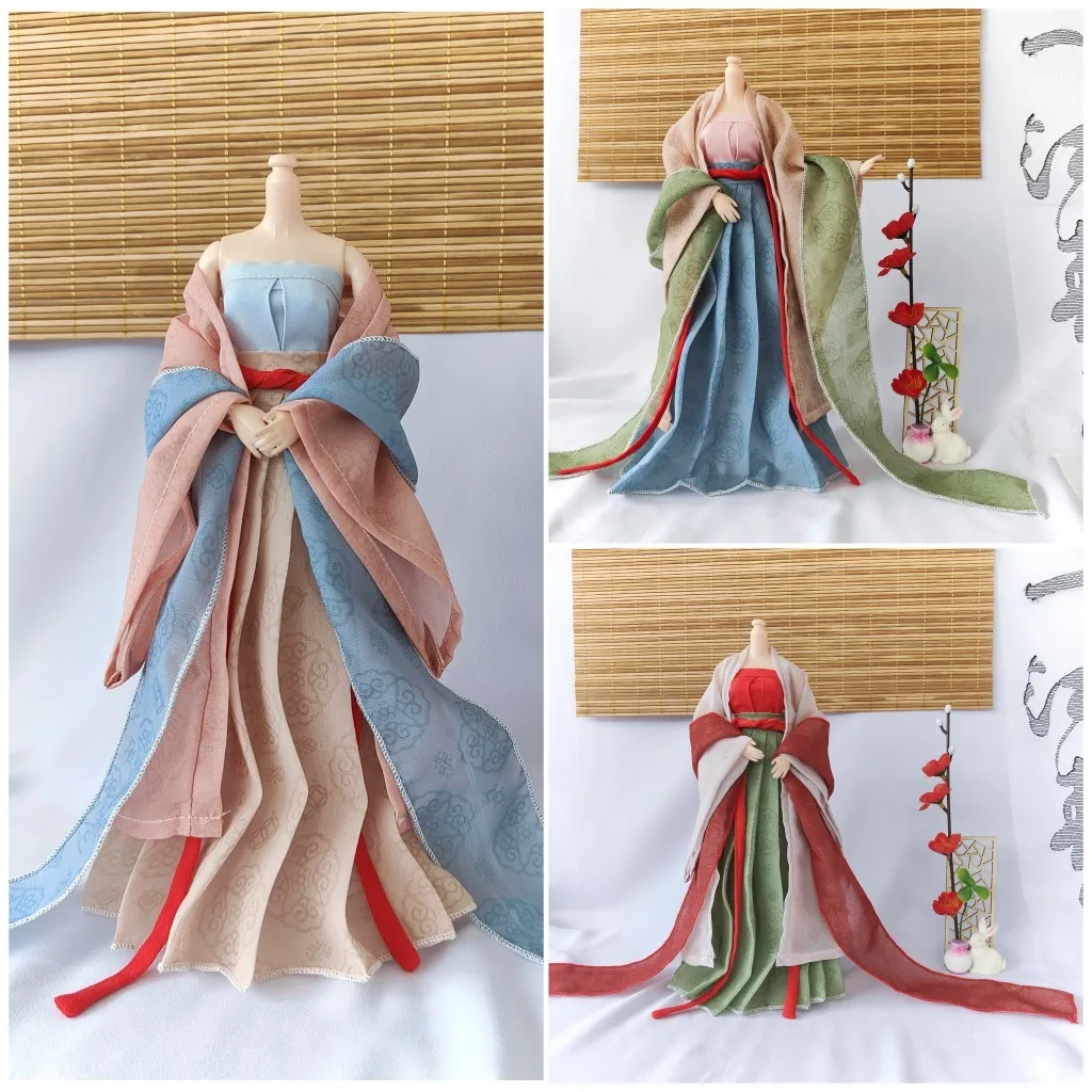 customize 1/6 Scale Female Song Dynasty Hanfu Chinese Ancient Clothes Model Fit 30cm BJD Soldier Action Figure Body Dolls