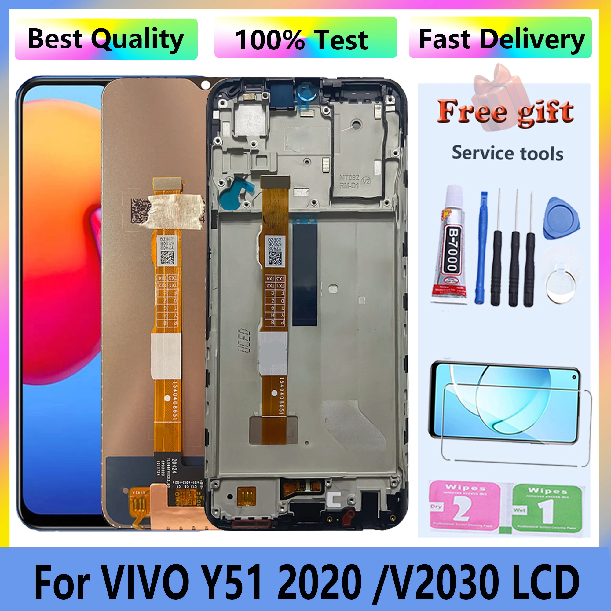 Оригинальный сенсорный экран для VIVO Y51 2020 V2030 полный с рамкой ЖК-дисплей дигитайзер в сборе запасные части для ремонта телефона