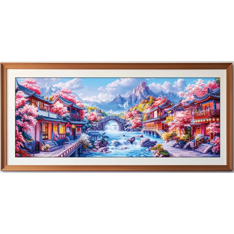 

9ct 170x70 см древний город вышивка DIY наборы с принтом в китайском стиле вышивка крестиком набор для рукоделия домашний декор ремесла