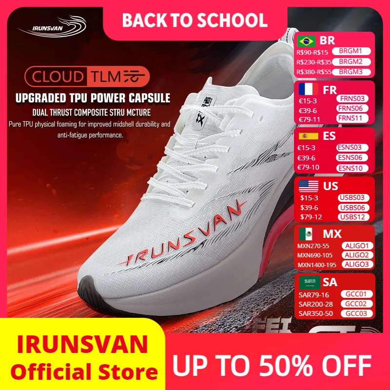 IRUNSVAN Carbon Plate Running Shoes Marathon Sports Test Shock Absorbent Breathable Sports Shoes for Men and Women 125