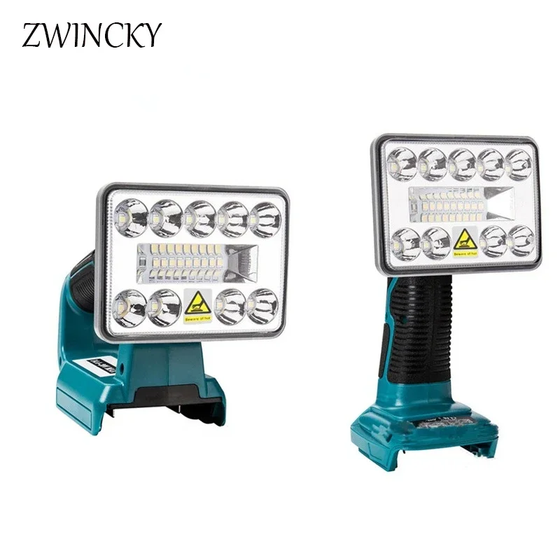 ZWINCKY LED Flashlight Outdoors Spotlight Light for Makita BL1430 BL1830 14.4V 18V Lithium Battery USB Outdoor Lighting with USB