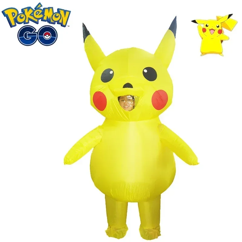 Pokemon Inflated Garment Cosplay Halloween Mardi Gras Party Kids Adult Performance Dress Doll Props Anime Figure Pikachu Costume