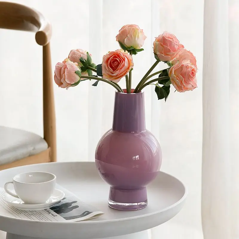 xx-Creative Small Caliber Glass Vase Hydroponic Flower Vessel Decoration Home Livingroom Table Accessories Hotel Store Ornaments
