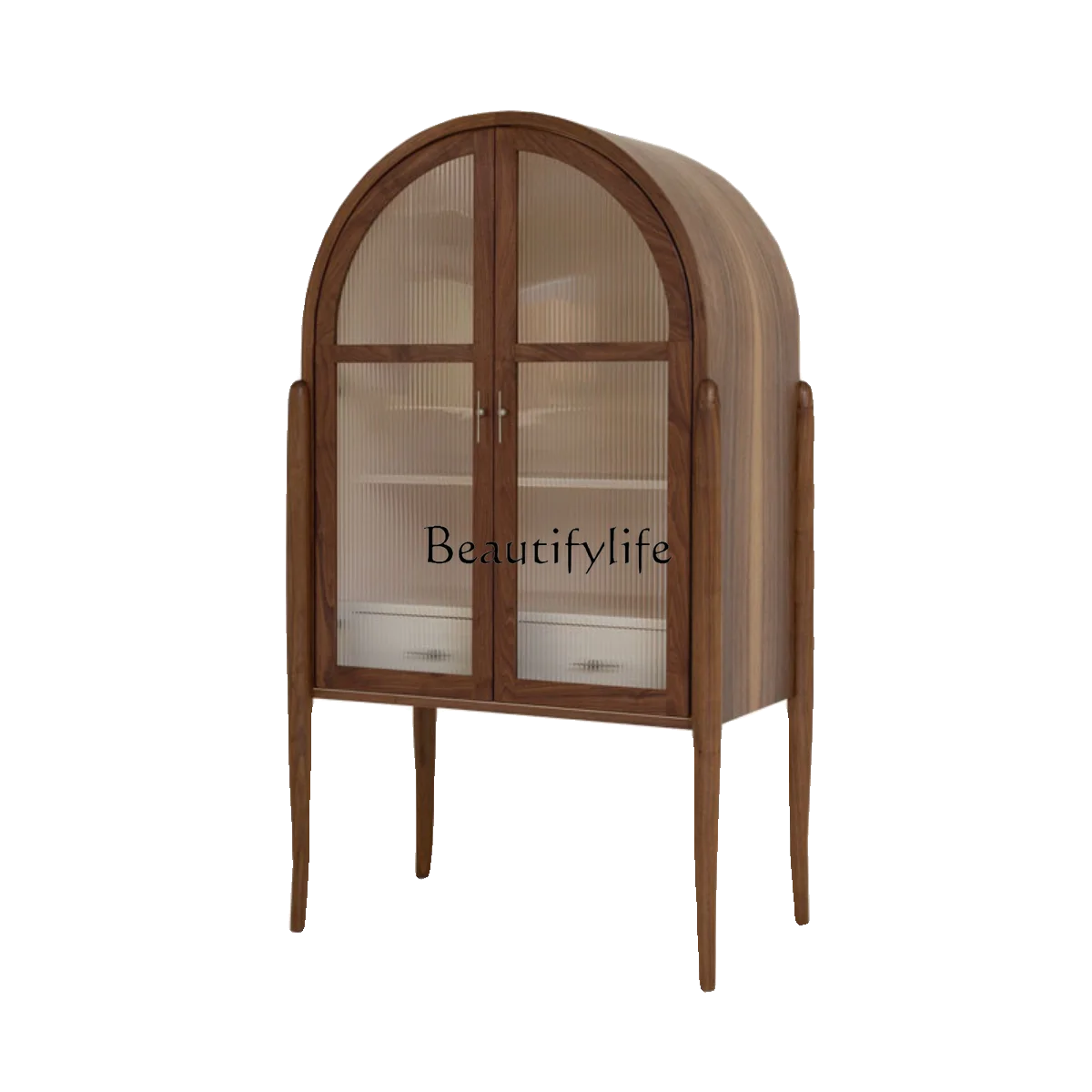 

American simple household solid wood arched dining side cabinet modern neoclassical multi-functional glass door wine cabinet