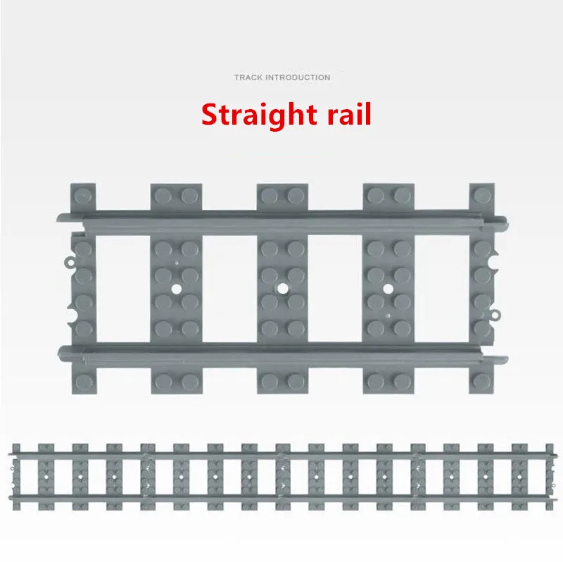 10 Stks/partij Stadstreinen Treinspoor Rechte Rails Technische Bouwstenen Set Model Kinderen Klassiek Speelgoed Voor Kinderen