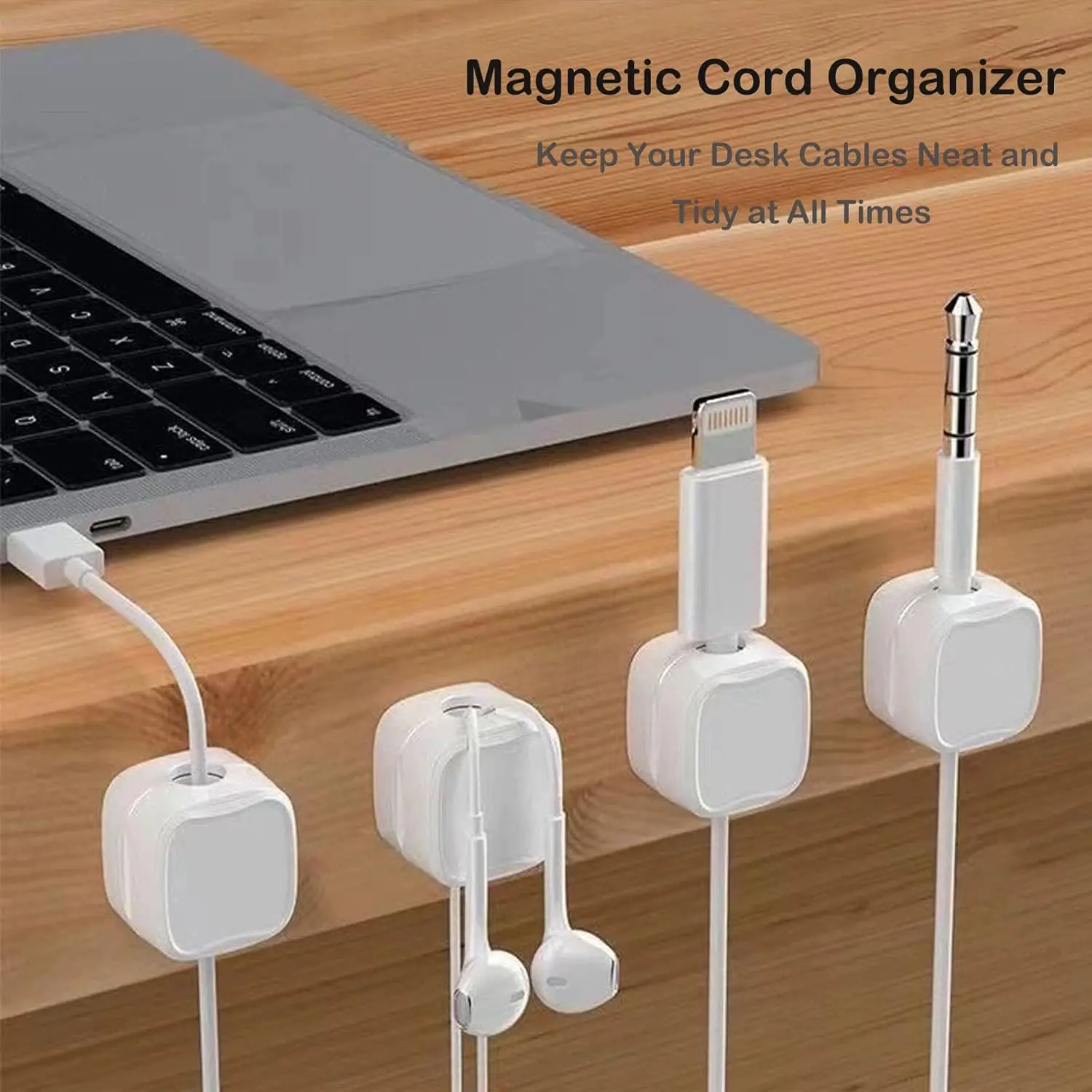 2-10 clip magnetiche per cavi: organizer adesivo per cavi per caricabatterie per telefono/USB (auto, scrivania, parete, comodino) Nero/Bianco