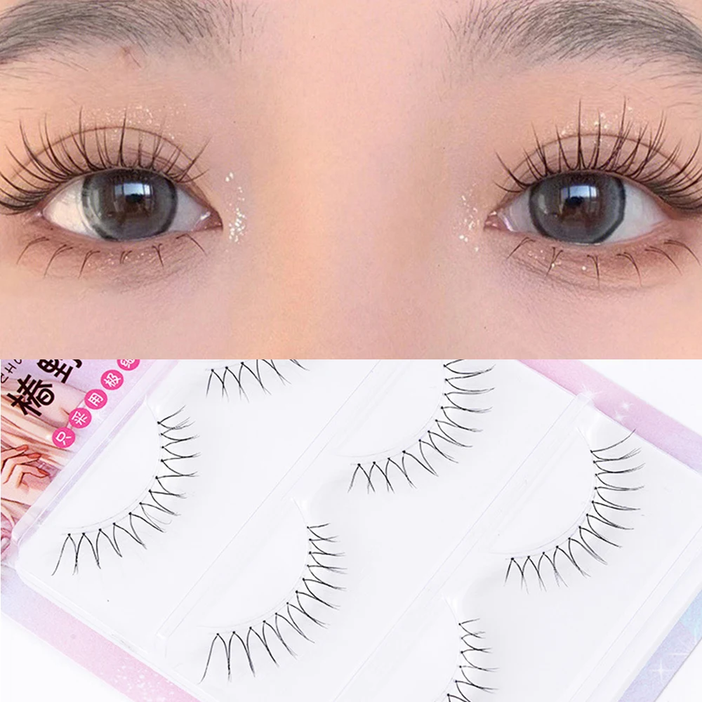 3/5 pares de pestañas postizas coreanas grupo de niñas reutilizables 3D tallo transparente ultrafino pestañas postizas extensión de pestañas