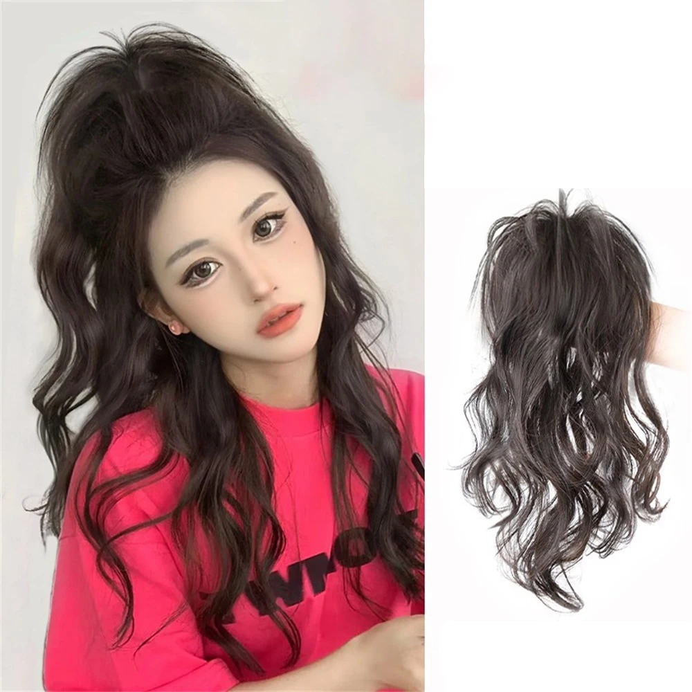 Synthetic Long Curly Hair With Gripping Clip Wig,Princess waterfall curly high ponytail wig Without Falling Feeling