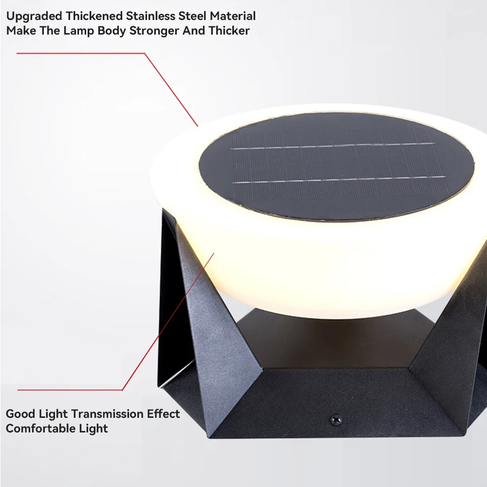 Imagem -05 - Lâmpadas de Coluna Solar Cilíndricas Impermeáveis Luzes do Jardim ao ar Livre Coluna da Porta Luz Regulável Pode Ser Controlada Remotamente