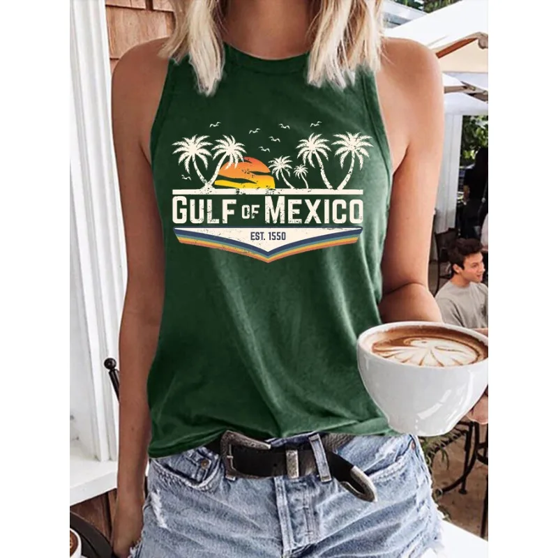 Women's Gulf of Mexico Casual Vest Summer Sleeveless Beach Vacation Tank Top