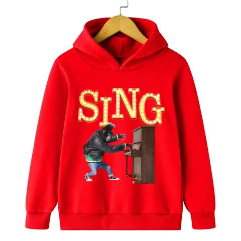 Johnny Sing 2 Printed Hoodies Children Hooded Sweatshirt Boys Cartoon Pullover Winter Warm Hoodie Kids Clothes Girls Coat Autumn