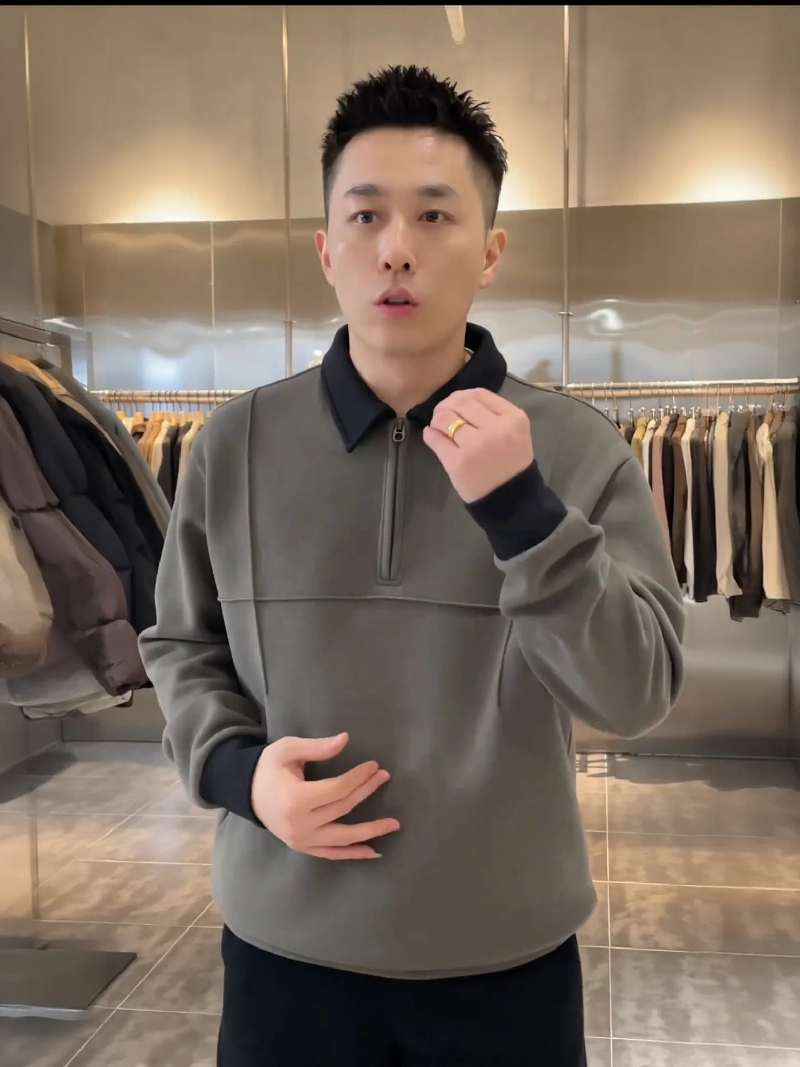 

Зимняя утепленная шерстяная толстовка с воротником-стойкой, на флисовой подкладке, повседневная, теплая, на молнии, мужская, модная, универсальная, люксовая