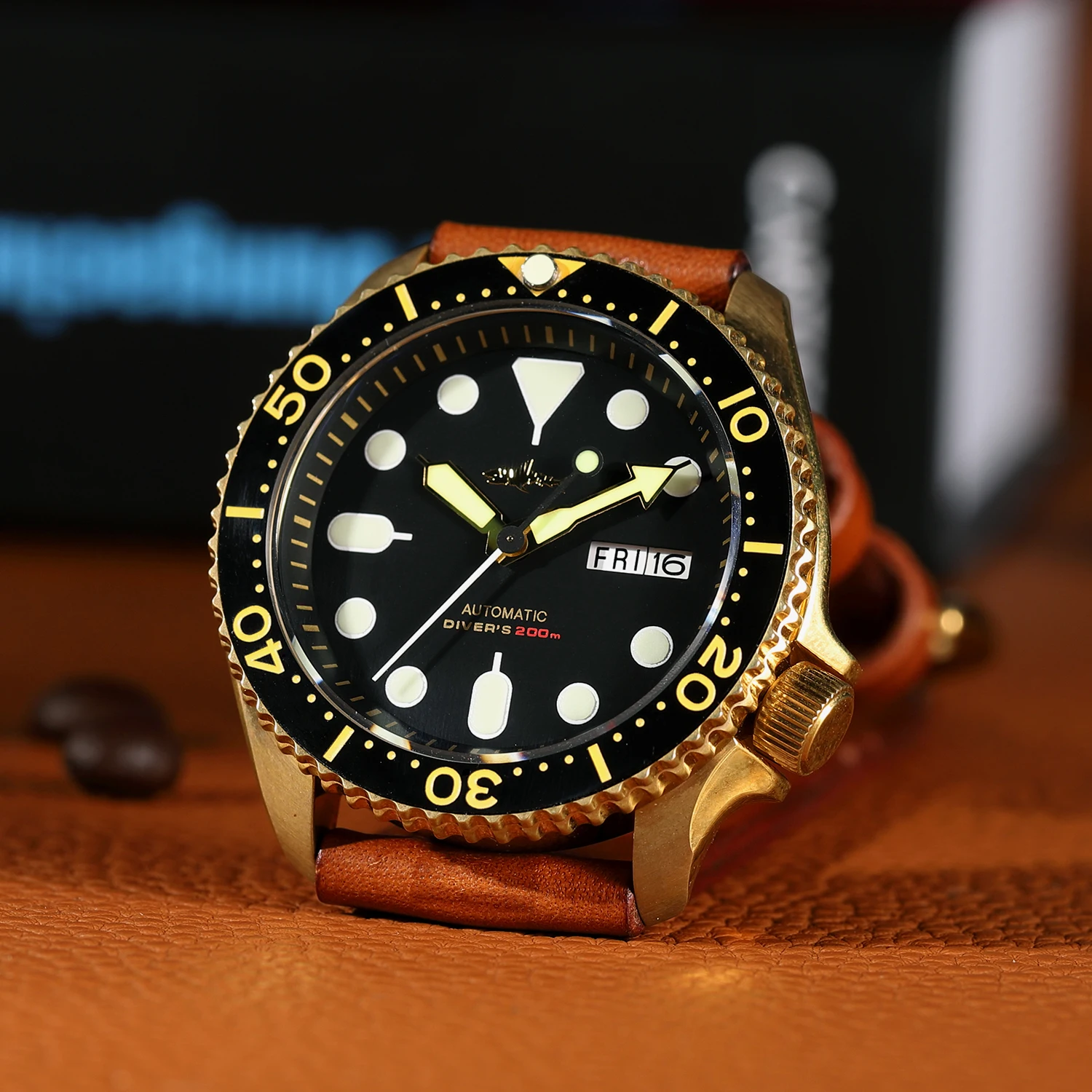 Heimdallr SKX007 Bronze Diver Automatic Watch Vintage 41mm Dial Sapphire C3 Luminous 200m Waterproof Mechanical Wristatch Reloj