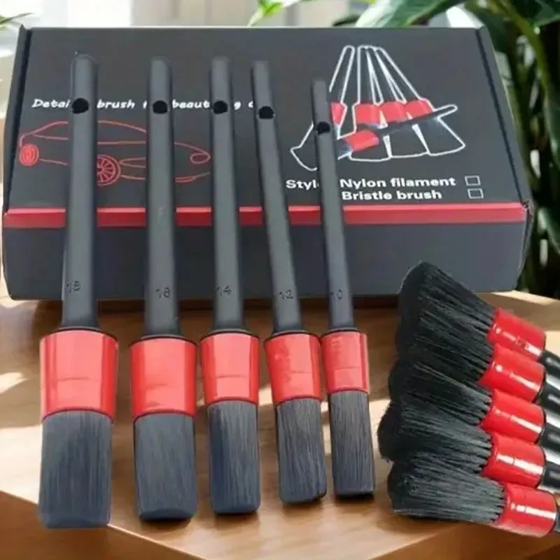 5PCS Detailing Brush Set Car Brushes Car Detailing Brush For Auto Cleaning Dashboard Air Outlet Wheel Wash Maintenance Tool