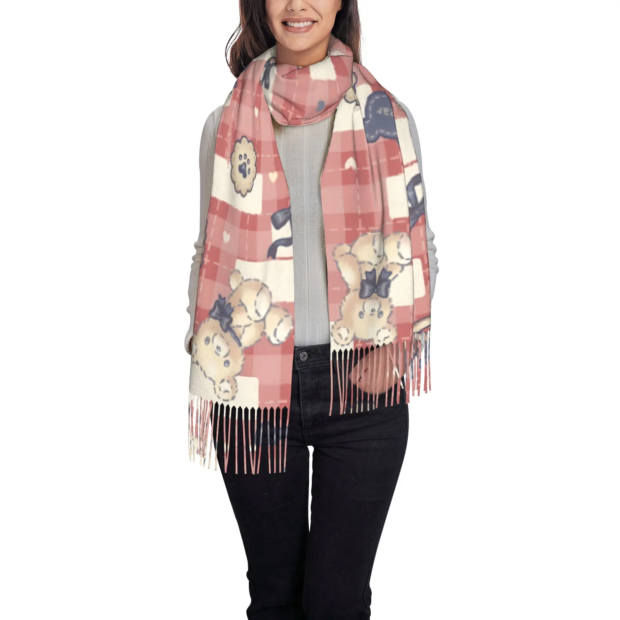 1 PC Plaid Coffee Pattern Poncho  Autumn Classic Windproof Birthday Gift Scarf