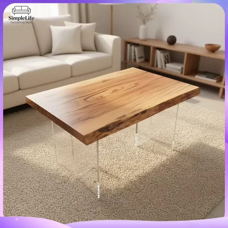 Modern Solid Wood Coffee Table Maple Log Style Heavy Duty Durable Eco Friendly Living Room Bedroom Bar Restaurant Multi