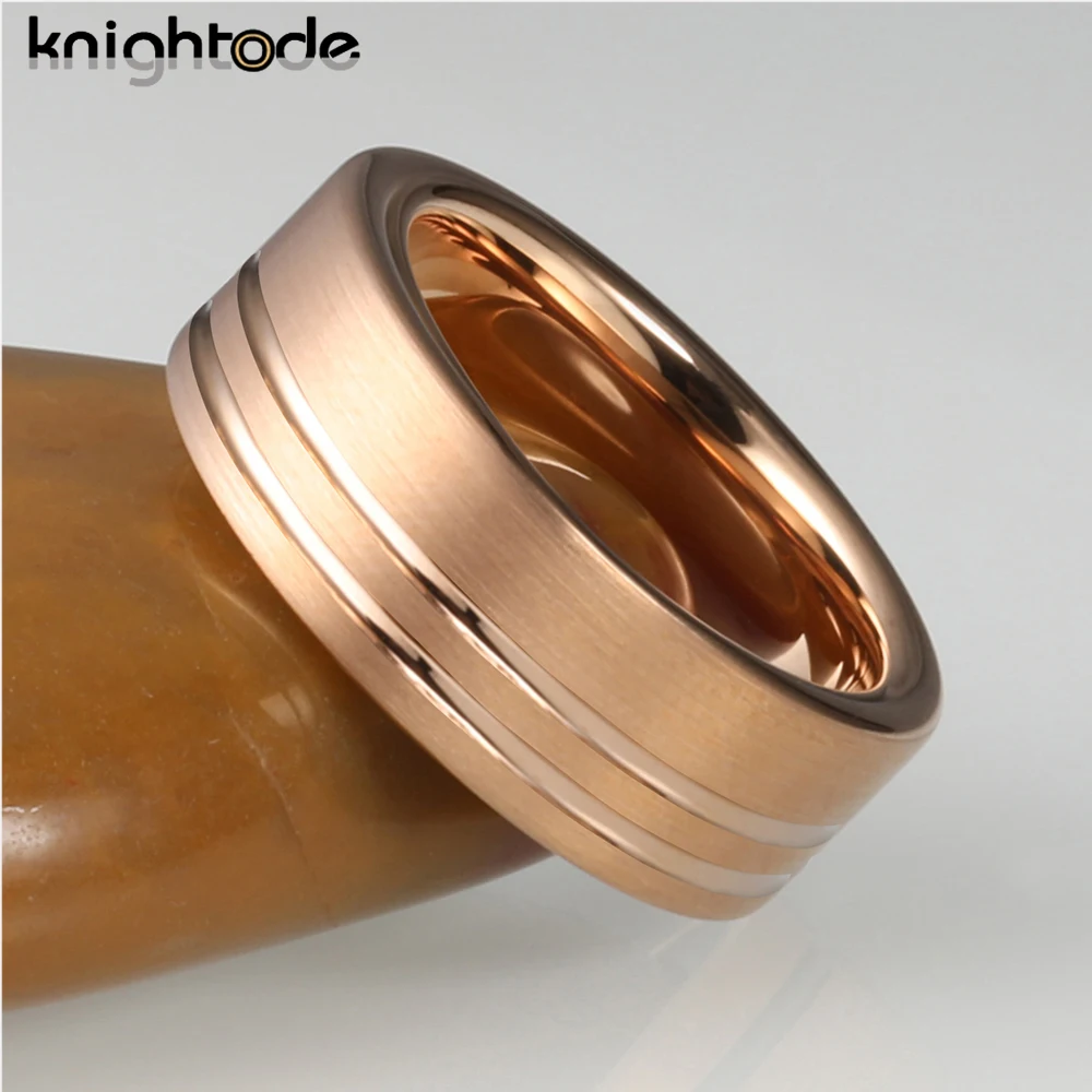 6mm 8mm Width Tungsten Carbide Rings Two Offset Grooves Simple Fashion Men Women Wedding Band Flat Brushed Polished Comfort Fit