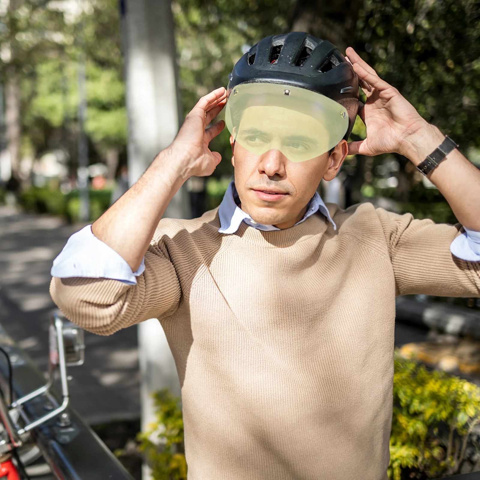 

Bicycle Magnetic Visor Goggle Light Yellow Detachable Sun Shield for Road Mountain Cycling Lightweight Shockproof