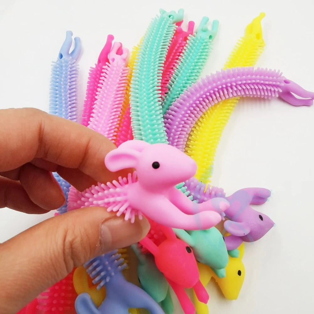 5PCS Worm Noodle Stretch String TPR Rope Anti Stress Toys String Fidget Autism Vent Toys Decompression Toy