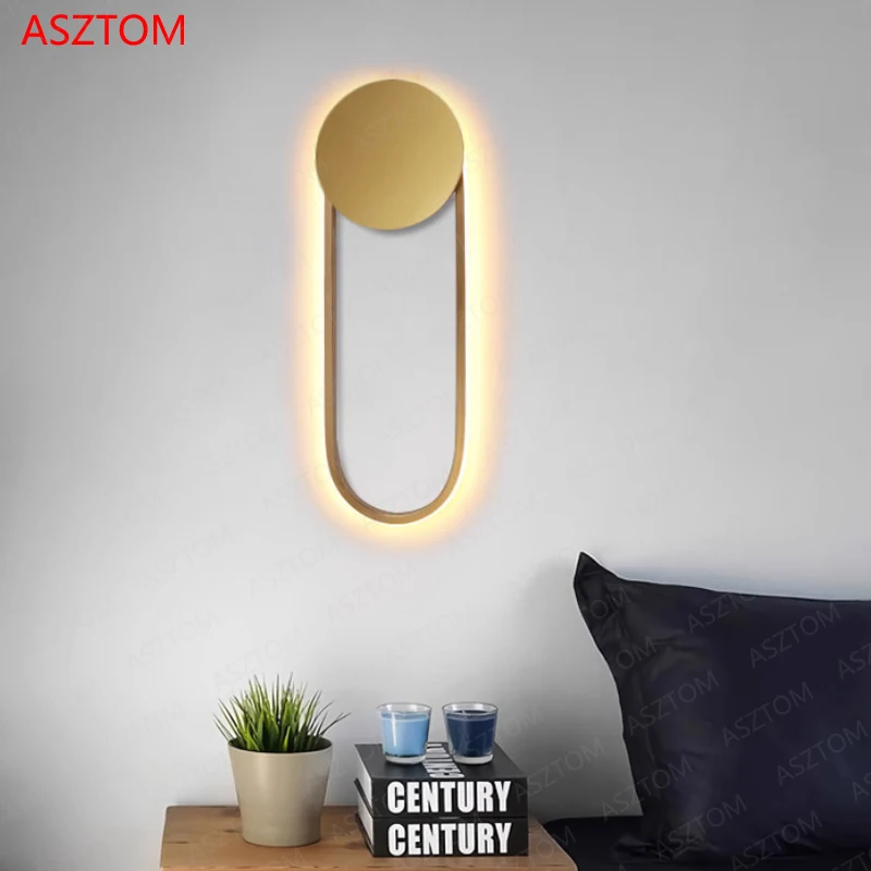 

Modern LED Wall Light Gold ring Indoor Decor Lamp Vanity Lamparas Nordic Living Room Wall sconce Kitchen Hall Bedroom lighting