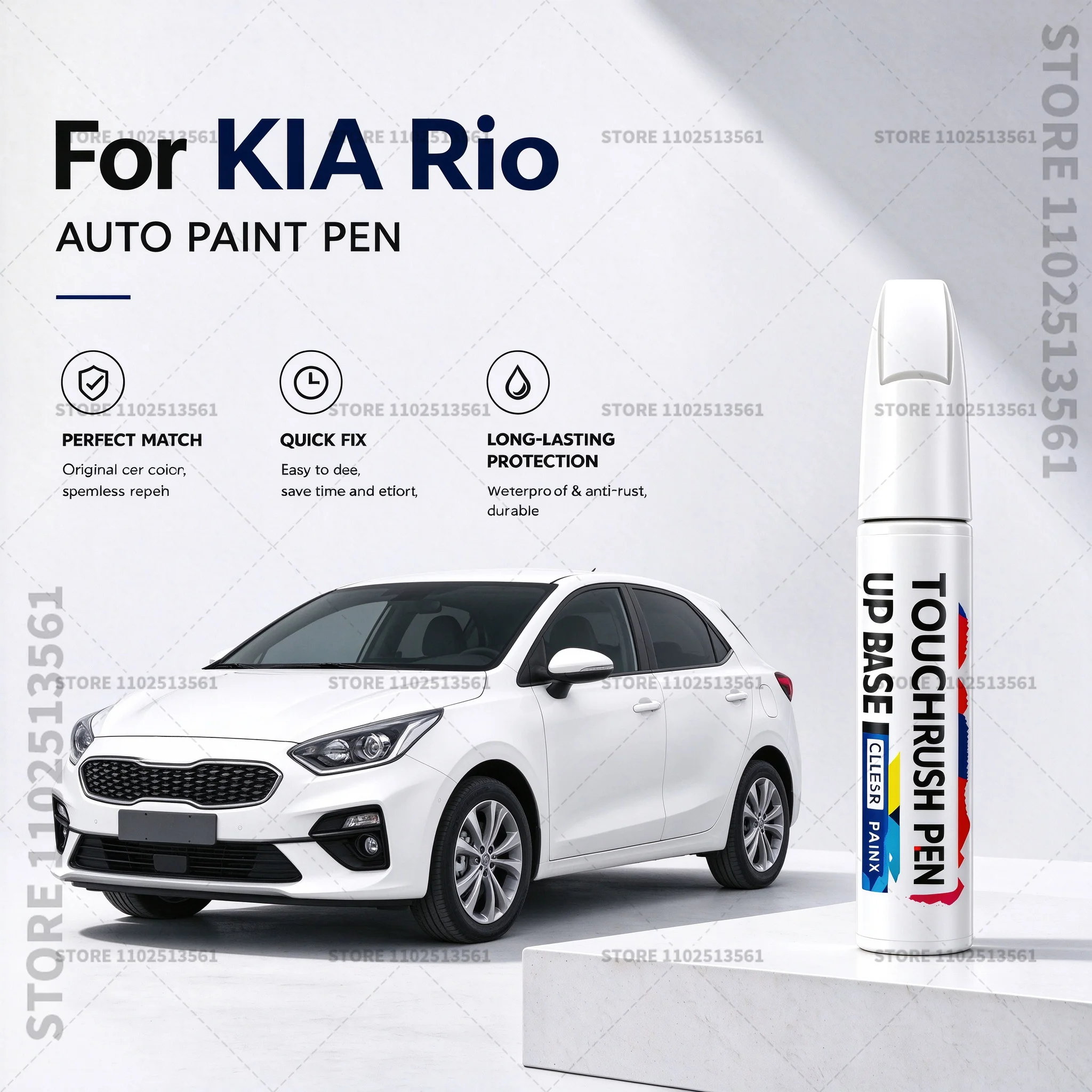 Car Scratch Remover Paint Pen Touch Up Marker for Auto Body Repair Door Bumper Fender Accessories For 2000-2025 KIA Rio White