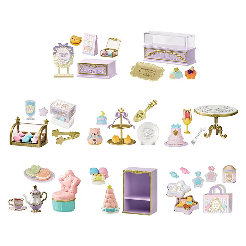 REMENT Little Twin Stars Sanrio Patisserie Etoile Miniature Food Play Blind Box Cake Shop Micro Scene Dollhouse Decoration