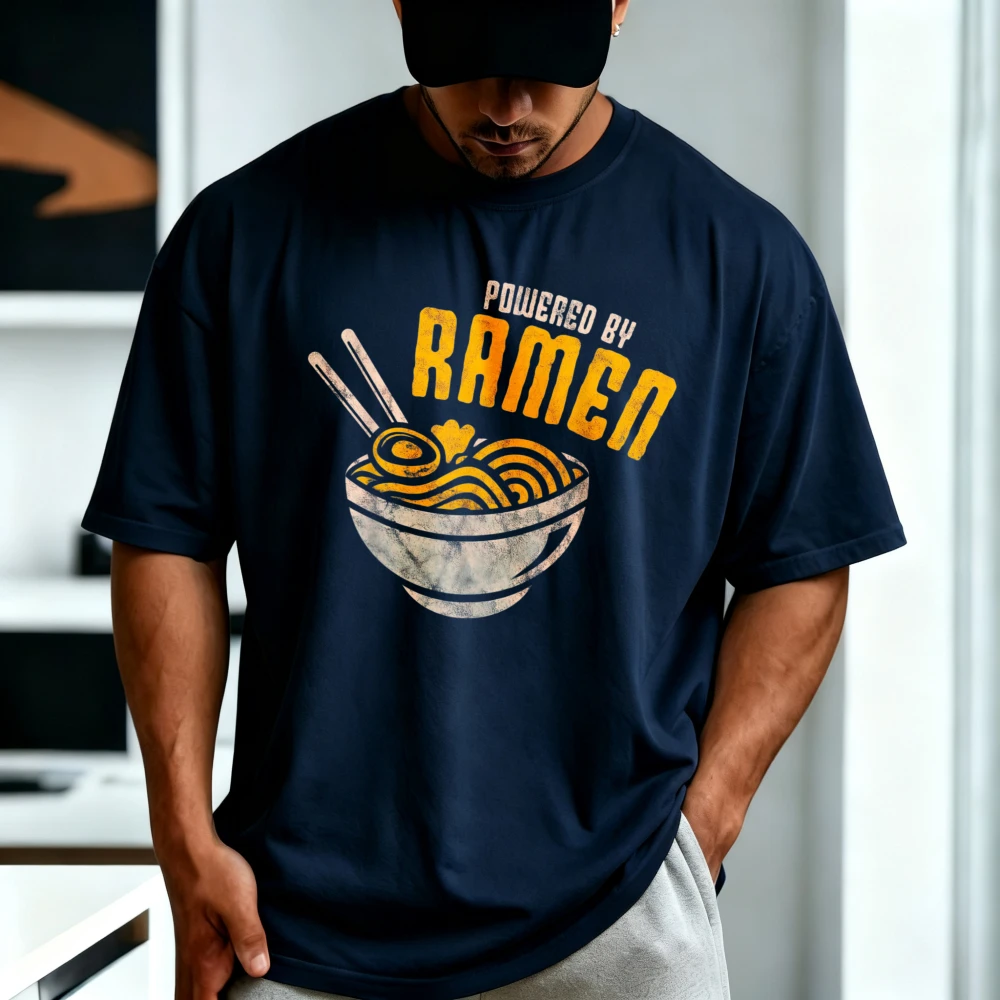Powered By Ramen Japanese Love Anime Noodles T-Shirt Fashion Casual Harajuku Loose Man Women Tshirt Short Sleeve Cotton Tees
