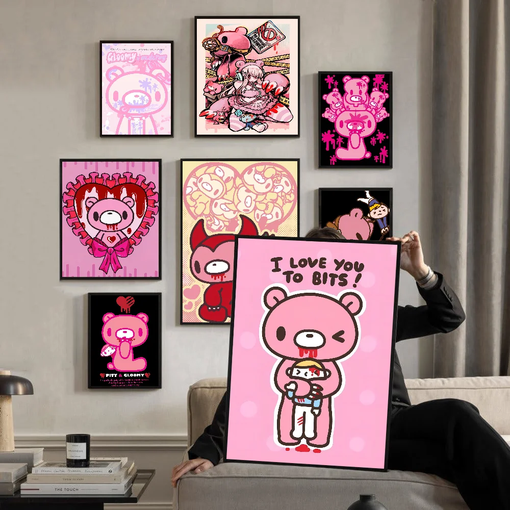 Cartoon G-gloomy Bear Self-adhesive Art Poster Whitepaper Sticker DIY Room Bar Cafe Wall Decor