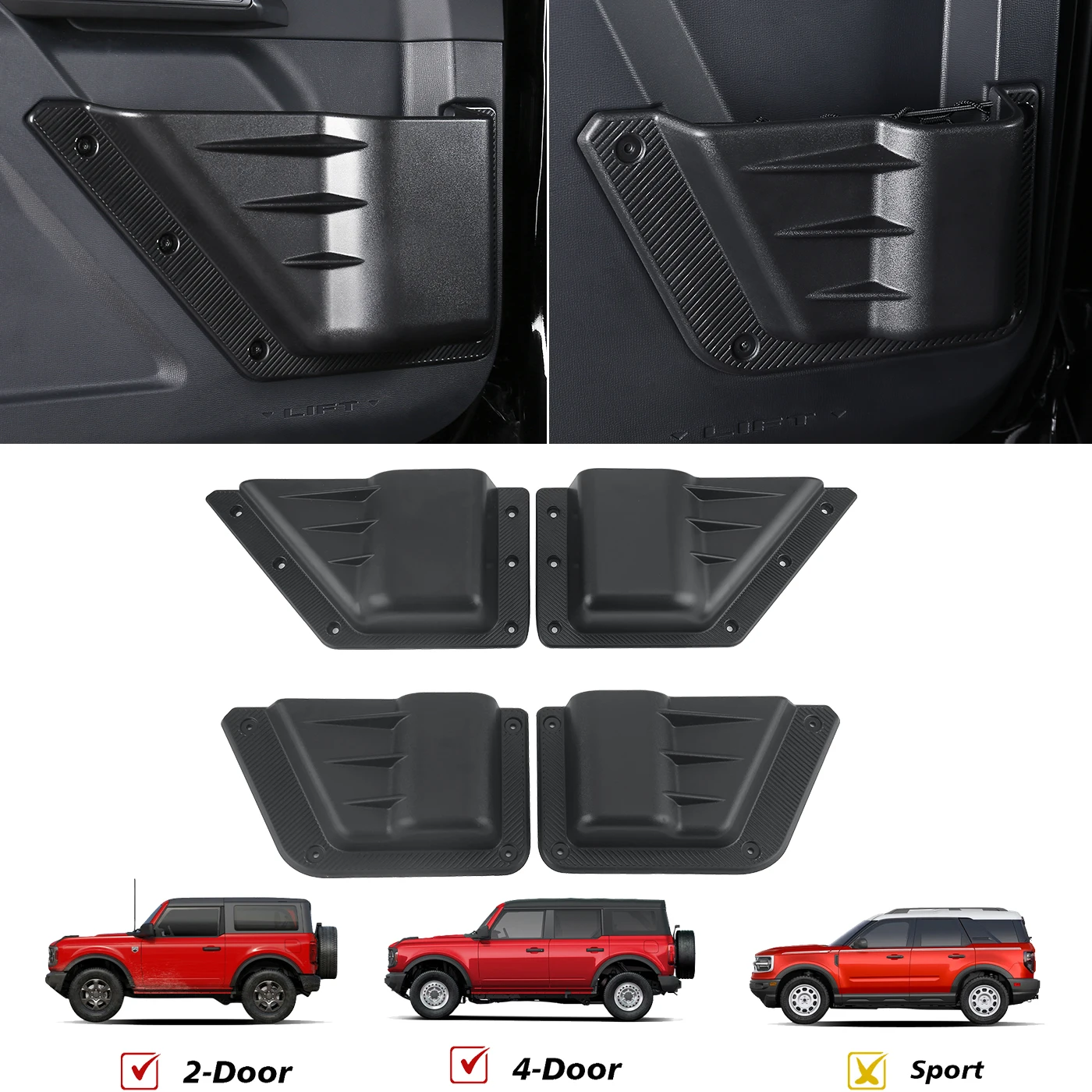 Fukumangoku compatible with Ford Bronco 2021-2024 front and rear door insertion storage expansion cup holder interior accessorie