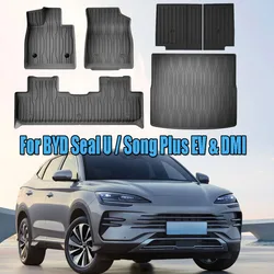For BYD Seal U / Song Plus EV & DMI 2021-2025 TPE Floor Mats and Backrest Mat, All Weather Floor Liners Trunk Mat Heavy Duty Pad