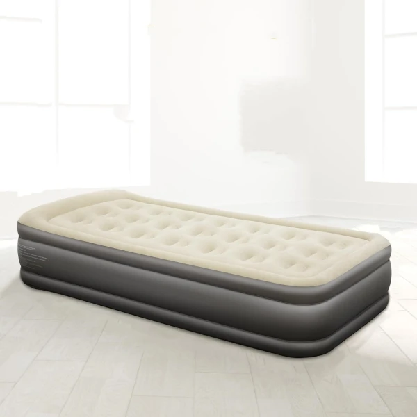 Colchón de aire inflable para acampar, colchón de aire con bomba eléctrica de 19 pulgadas, tela de PVC impermeable, portátil para acampar, dormir en casa al aire libre
