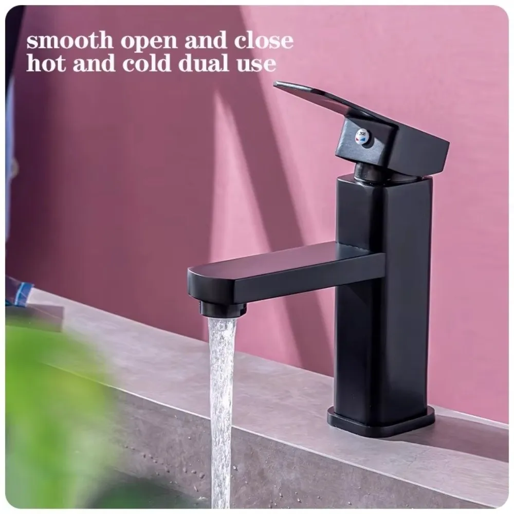 

Countertop Mount Bathroom Faucet Rotary Switch Rust-proof Lavatory Basin Faucet Sink Tap Square Kitchen Faucet Bathroom